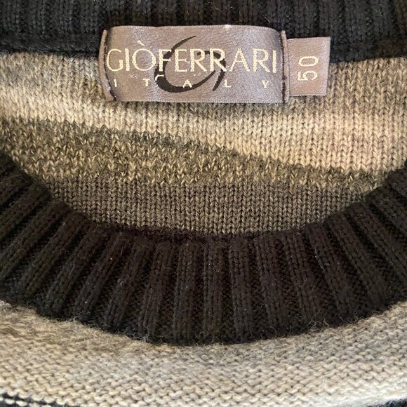 Gio Ferrari Italy Merino Wool blend vintage sweater Black Greys size 50 Large - Picture 3 of 7